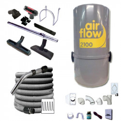 Aspirateur 2100w + set flexible + brosses + kit d'installations 3 prises